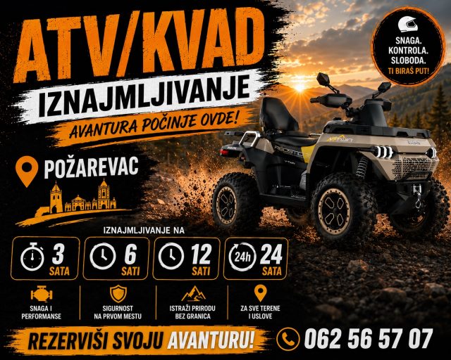 kvad iznajmljivanje pozarevac